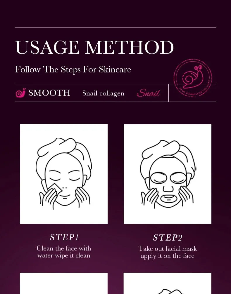 5-Piece Set of Sadoer Snail Collagen Mask, Firming and Moisturizing, Whitening and Hydrating, Facial Skin Care and Beauty Products