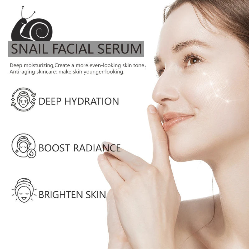 Snail Mucin Serum With Niacinamide,Hyaluronic Acid,Collagen Snail Facial Serum Deep Hydration Make Light Beige younger-looking