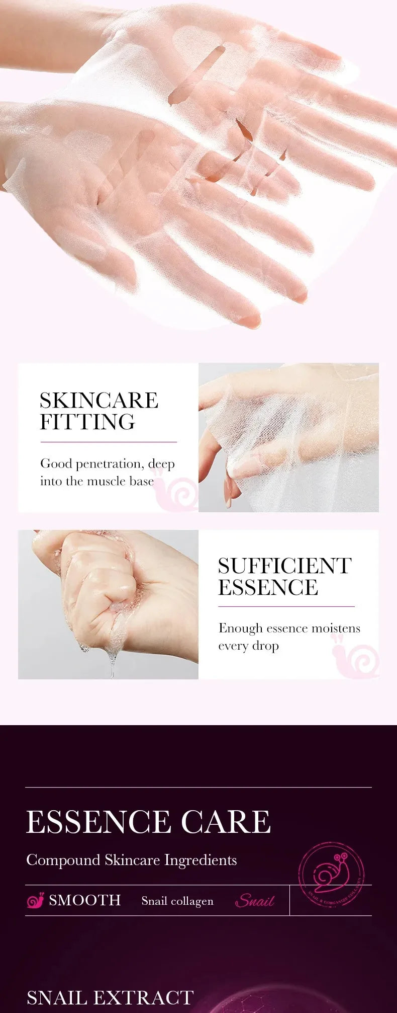 5-Piece Set of Sadoer Snail Collagen Mask, Firming and Moisturizing, Whitening and Hydrating, Facial Skin Care and Beauty Products