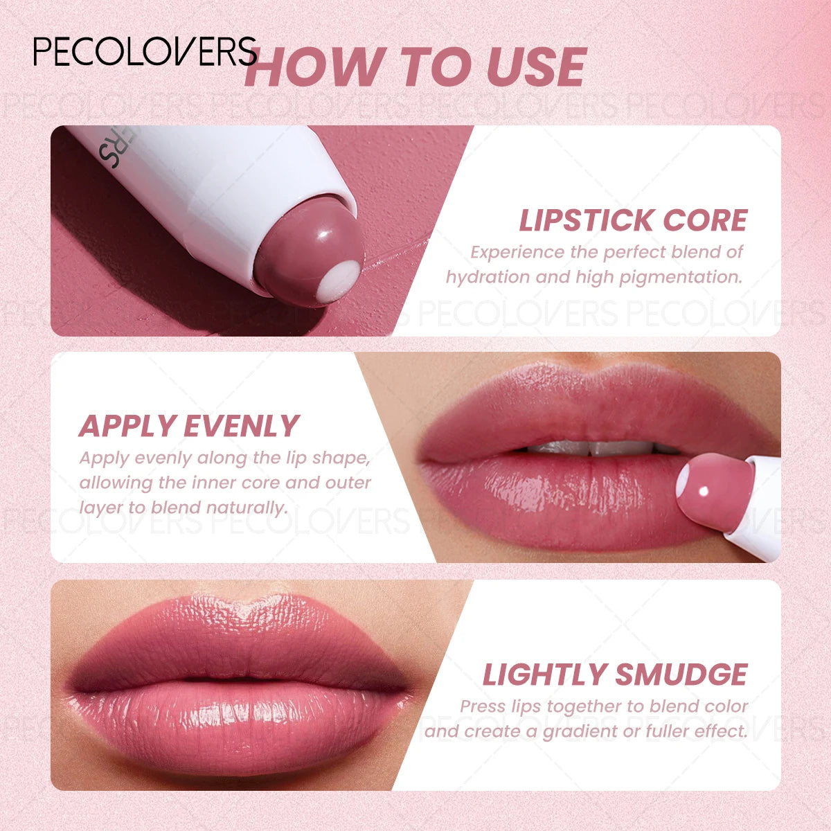 Lipstick Crayon, Layered Lip Effect, High-Pigment Saturated Color, Silky Lightweight Texture, Comfortable Non-Sticky Wear