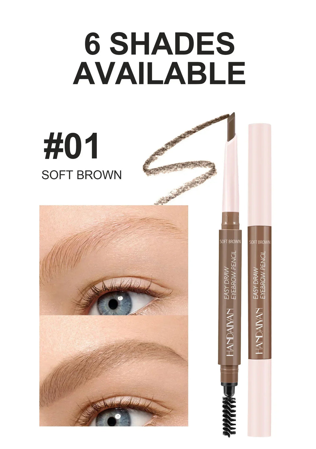 Double-Head Waterproof Eyebrow Pencil with Spiral Brush