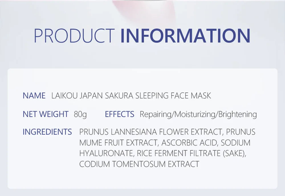 Japan Sakura Sleeping Face Mask — Moisturizing & Repairing Night Facial Mask