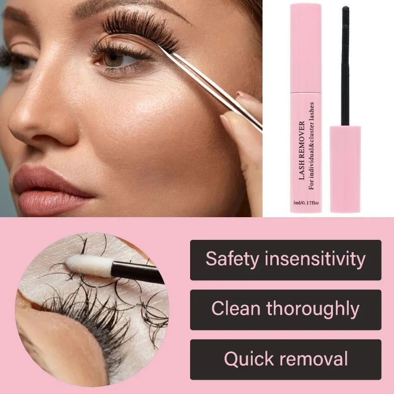 Lash Glue Remover for False Eyelash & Mascara Glue Remover Gentle Deep Clean Quick Dissolve Residue Non Irritating Makeup Gel