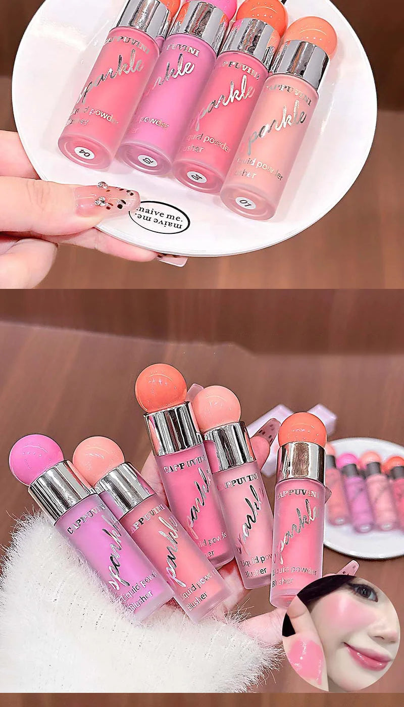 Clear and water-like blush liquid, a Korean-style sweet girl's energetic blush for daily whitening, naturally breathable