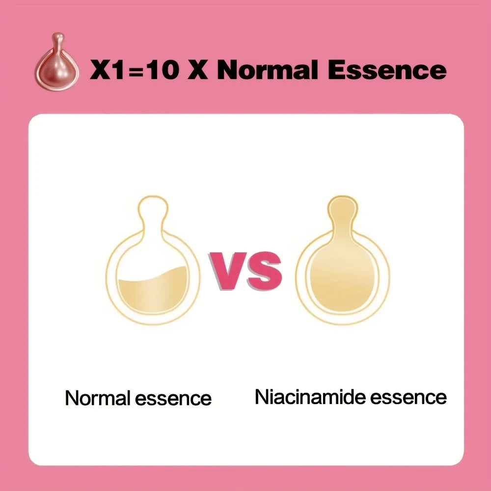 Niacinamide Facial Essence Capsules, Containing Retinol, Olive Fruit Oil, Gardenia Extract, Brighten Skin Tone, Moisturize and Hydrate, and Smooth and Refine Skin (0.5Gx30 Capsules)/Bag-1 Bag