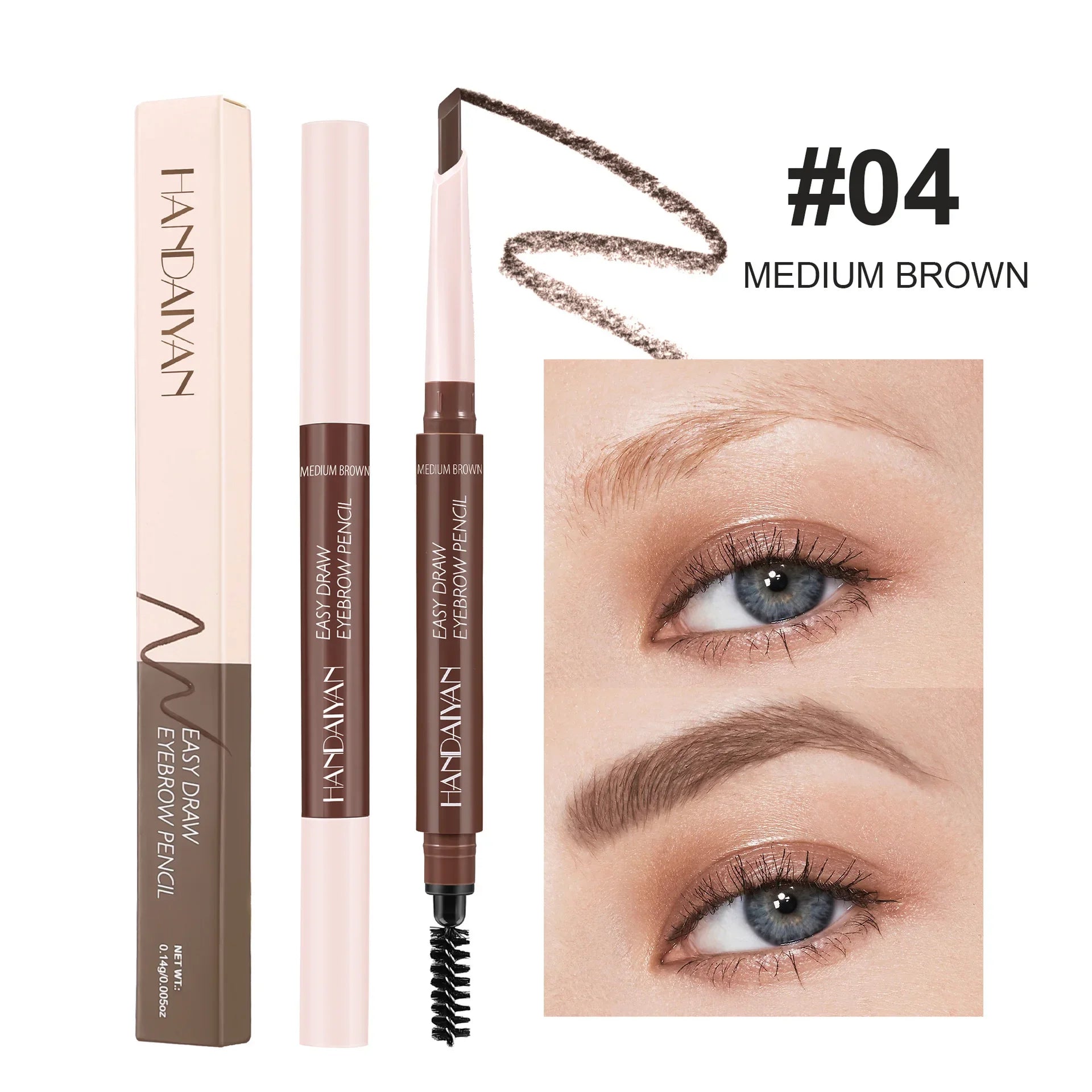 Double-Head Waterproof Eyebrow Pencil with Spiral Brush