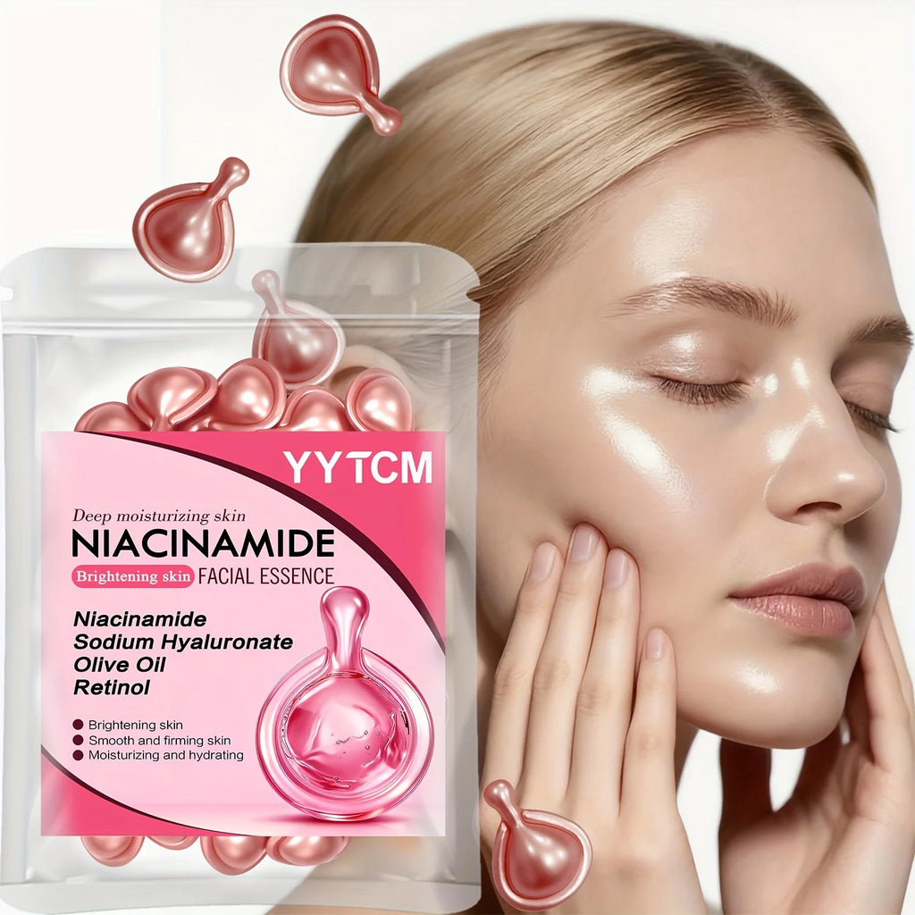 Niacinamide Facial Essence Capsules, Containing Retinol, Olive Fruit Oil, Gardenia Extract, Brighten Skin Tone, Moisturize and Hydrate, and Smooth and Refine Skin (0.5Gx30 Capsules)/Bag-1 Bag