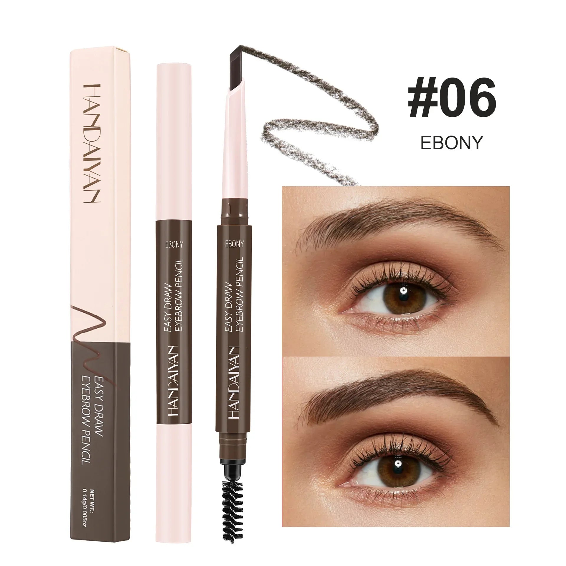 Double-Head Waterproof Eyebrow Pencil with Spiral Brush