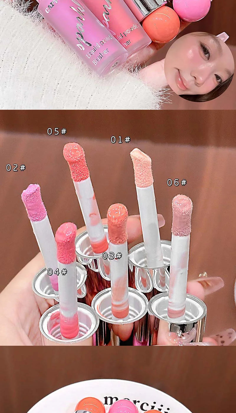 Clear and water-like blush liquid, a Korean-style sweet girl's energetic blush for daily whitening, naturally breathable