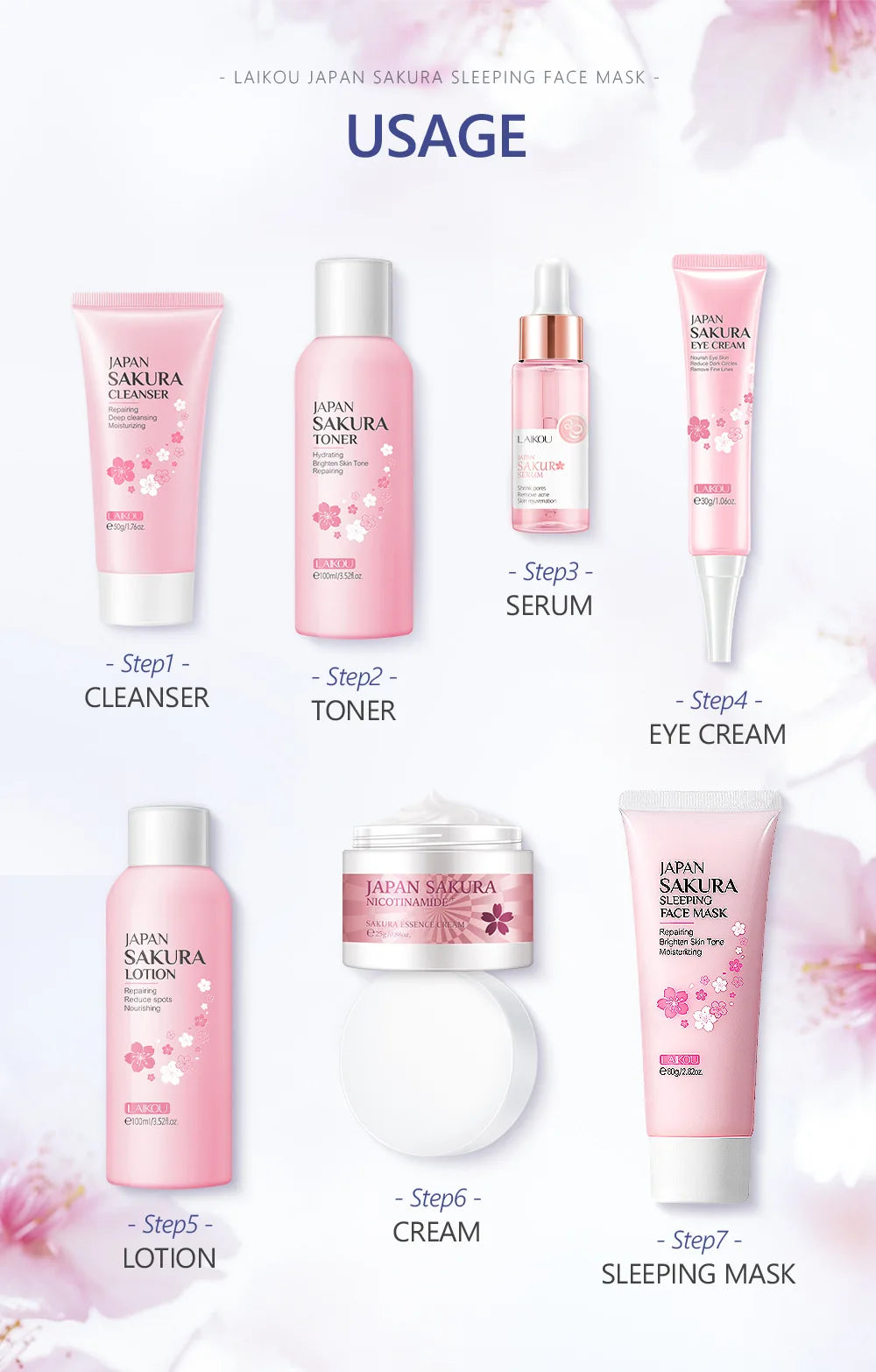 Japan Sakura Sleeping Face Mask — Moisturizing & Repairing Night Facial Mask
