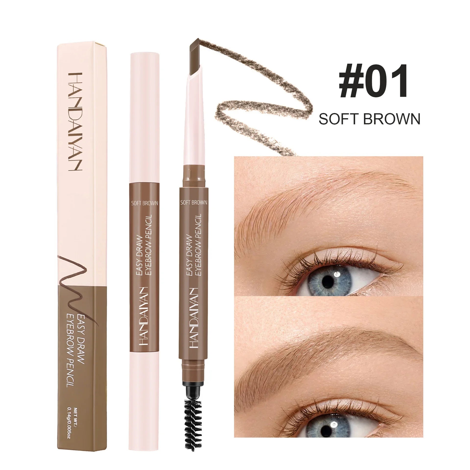 Double-Head Waterproof Eyebrow Pencil with Spiral Brush