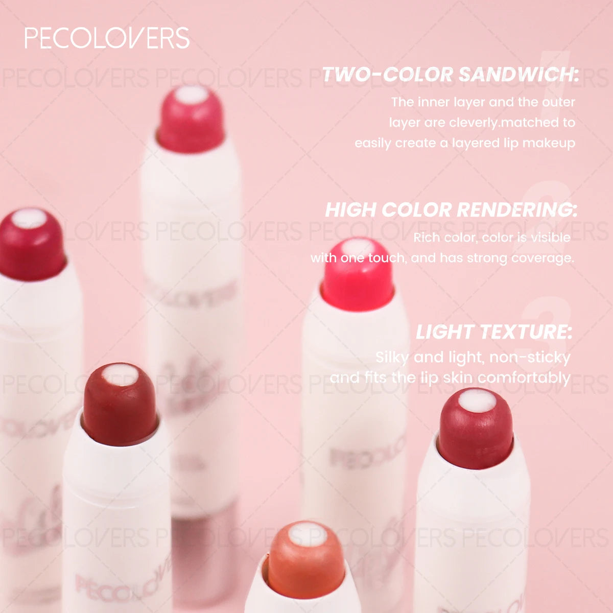 Lipstick Crayon, Layered Lip Effect, High-Pigment Saturated Color, Silky Lightweight Texture, Comfortable Non-Sticky Wear