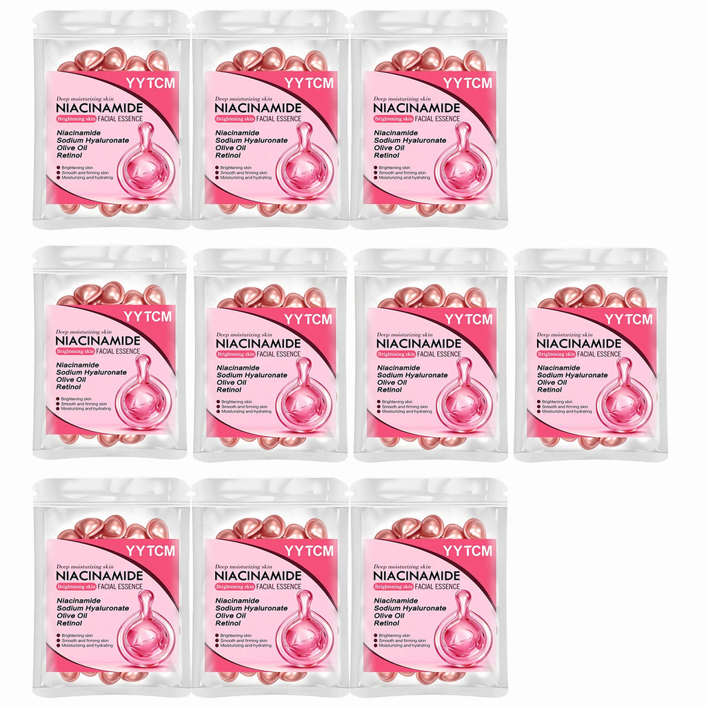 Niacinamide Facial Essence Capsules, Containing Retinol, Olive Fruit Oil, Gardenia Extract, Brighten Skin Tone, Moisturize and Hydrate, and Smooth and Refine Skin (0.5Gx30 Capsules)/Bag-1 Bag