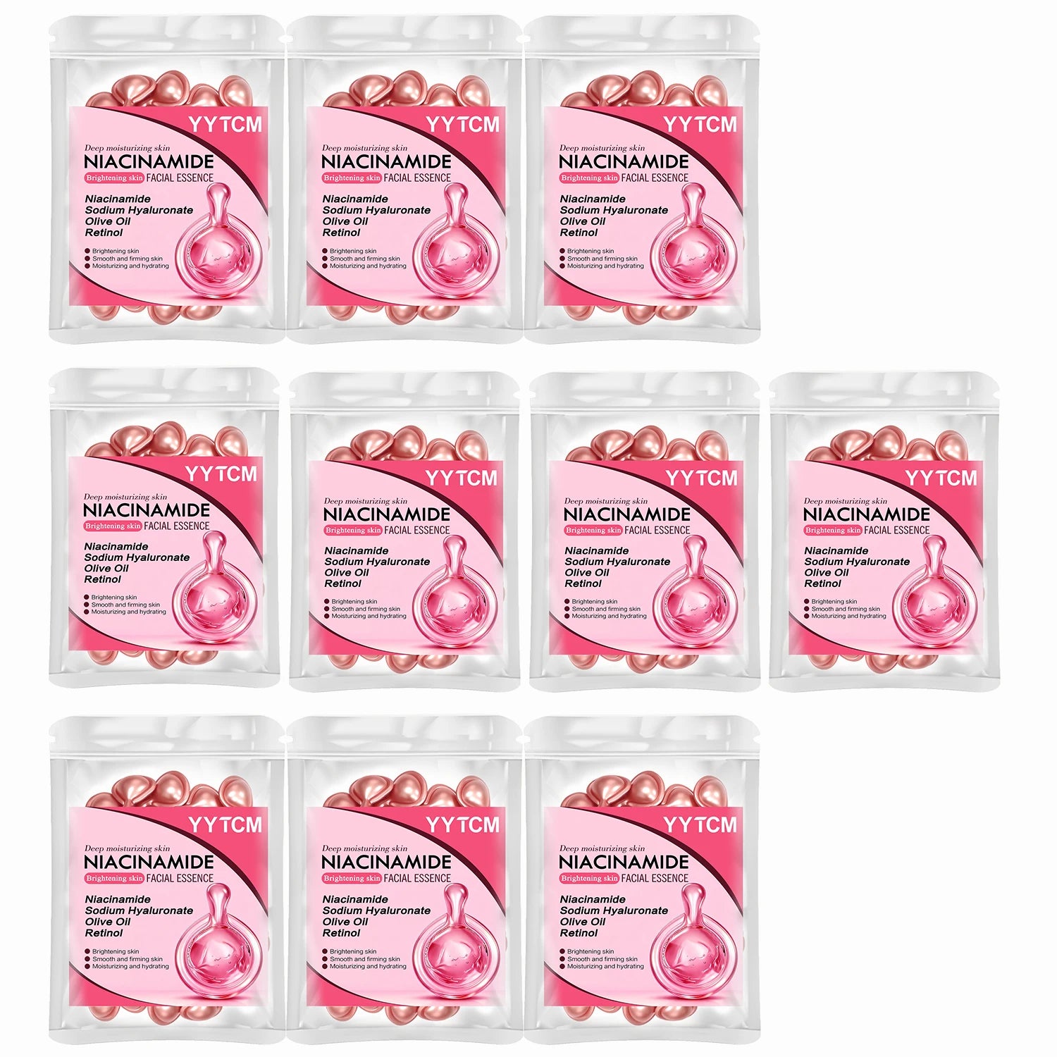 Niacinamide Facial Essence Capsules, Containing Retinol, Olive Fruit Oil, Gardenia Extract, Brighten Skin Tone, Moisturize and Hydrate, and Smooth and Refine Skin (0.5Gx30 Capsules)/Bag-1 Bag