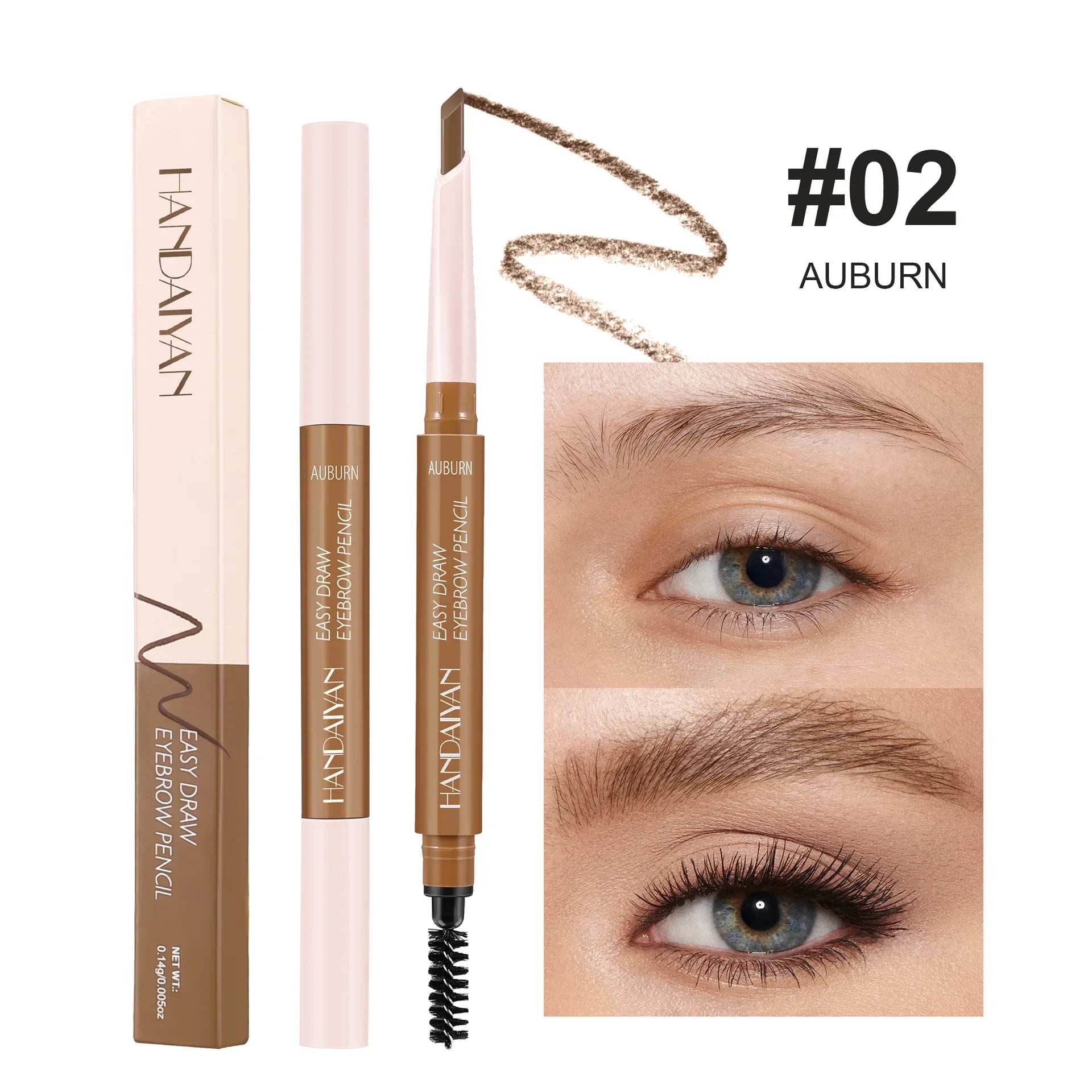 Double-Head Waterproof Eyebrow Pencil with Spiral Brush