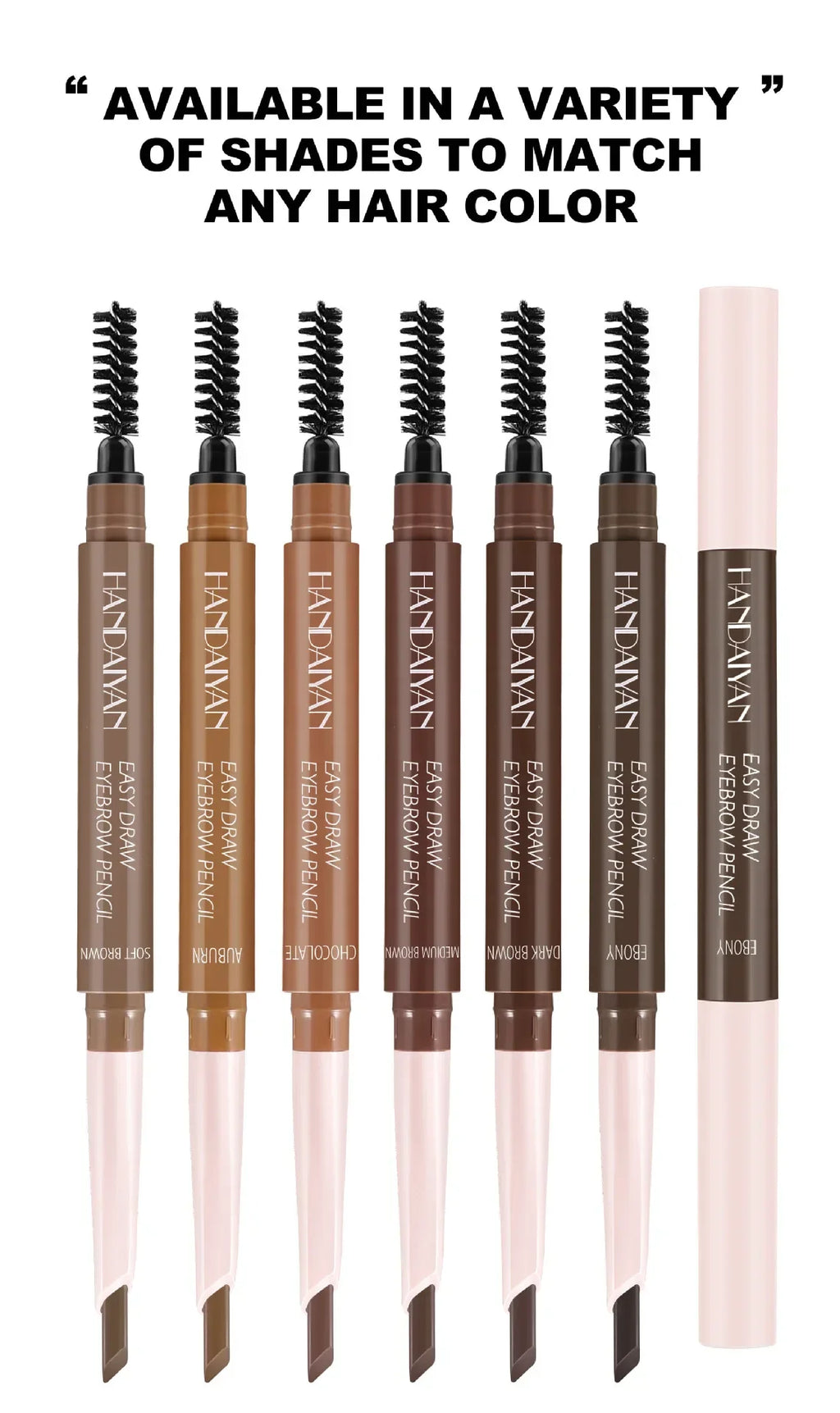 Double-Head Waterproof Eyebrow Pencil with Spiral Brush