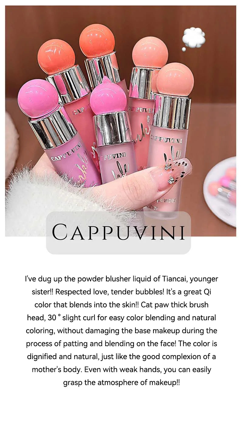 Clear and water-like blush liquid, a Korean-style sweet girl's energetic blush for daily whitening, naturally breathable