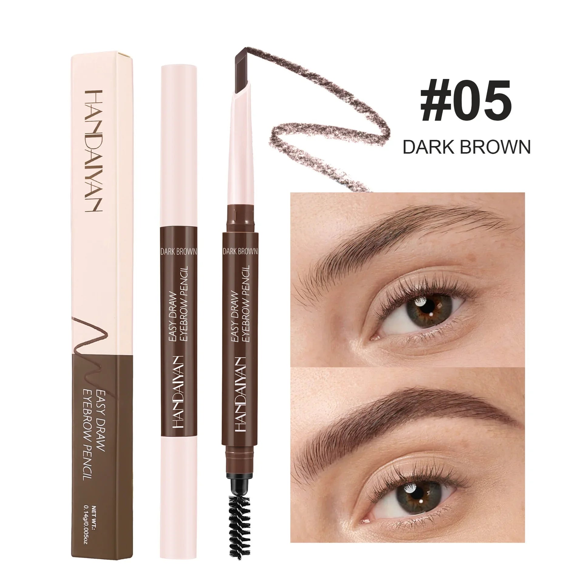Double-Head Waterproof Eyebrow Pencil with Spiral Brush