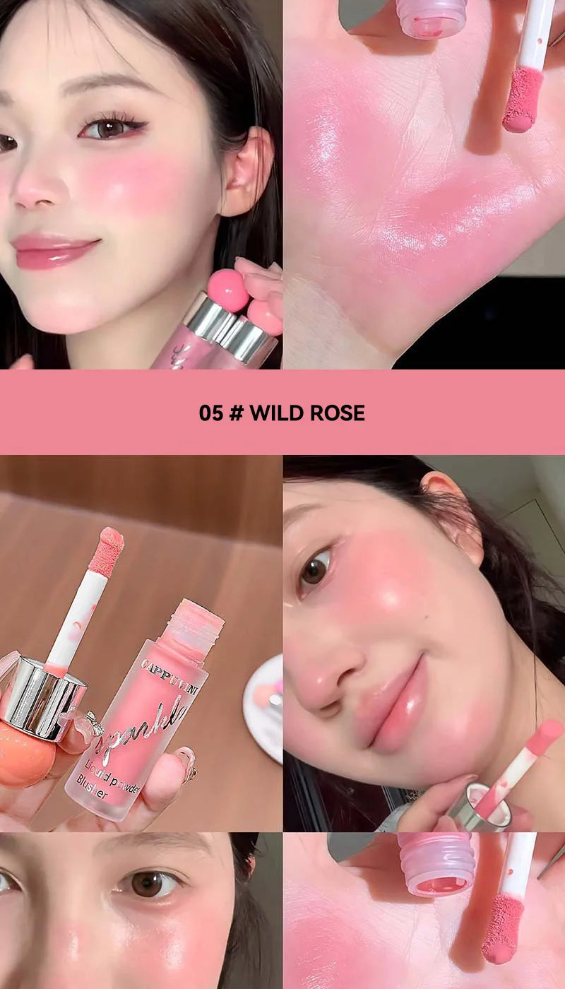 Clear and water-like blush liquid, a Korean-style sweet girl's energetic blush for daily whitening, naturally breathable