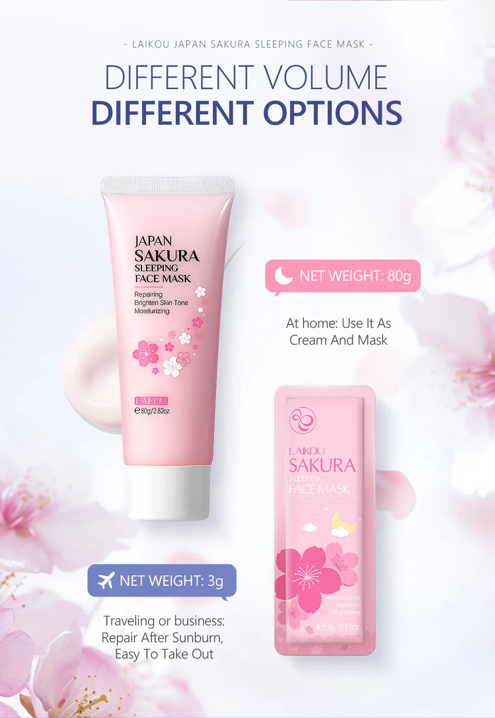 Japan Sakura Sleeping Face Mask — Moisturizing & Repairing Night Facial Mask