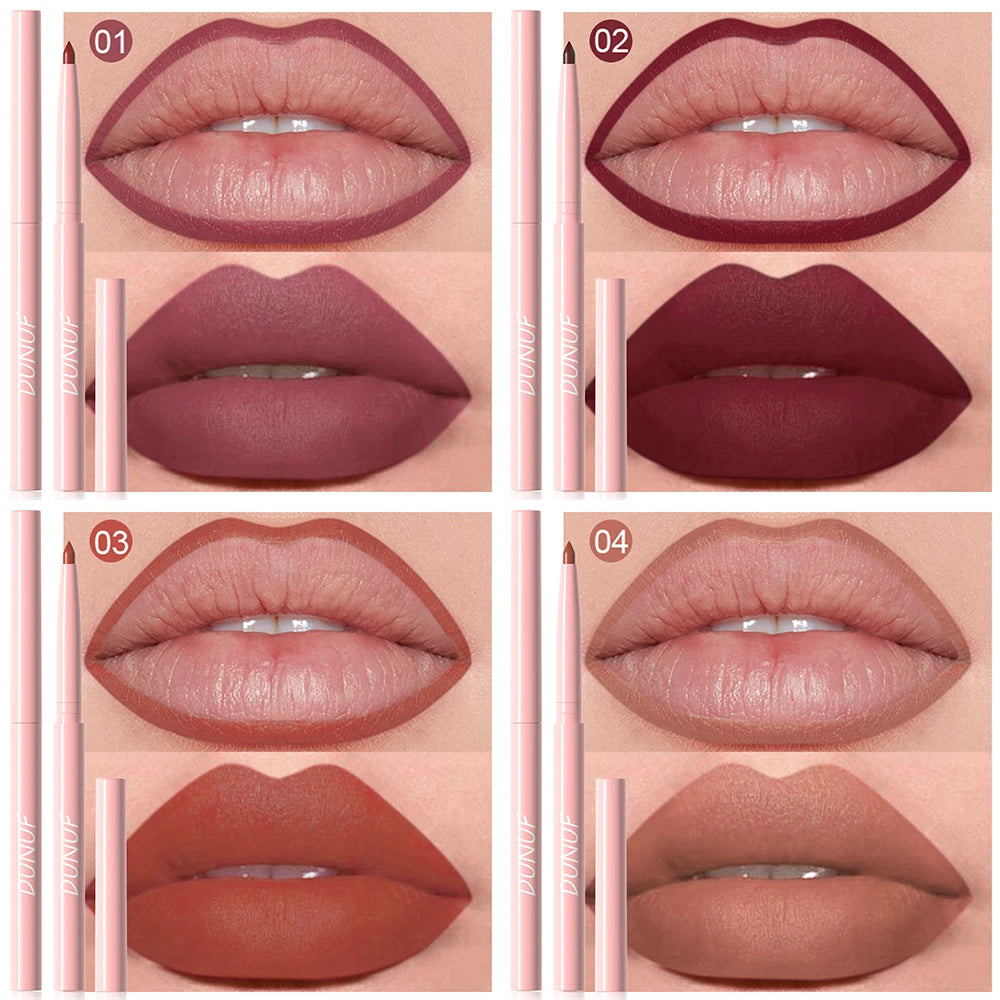 6pcs Lip Liner Pen Set Long-Lasting, Waterproof Sweatproof, Easy Coloring Non-fading Color Rendering Lip Gloss Set Beauty Makeup