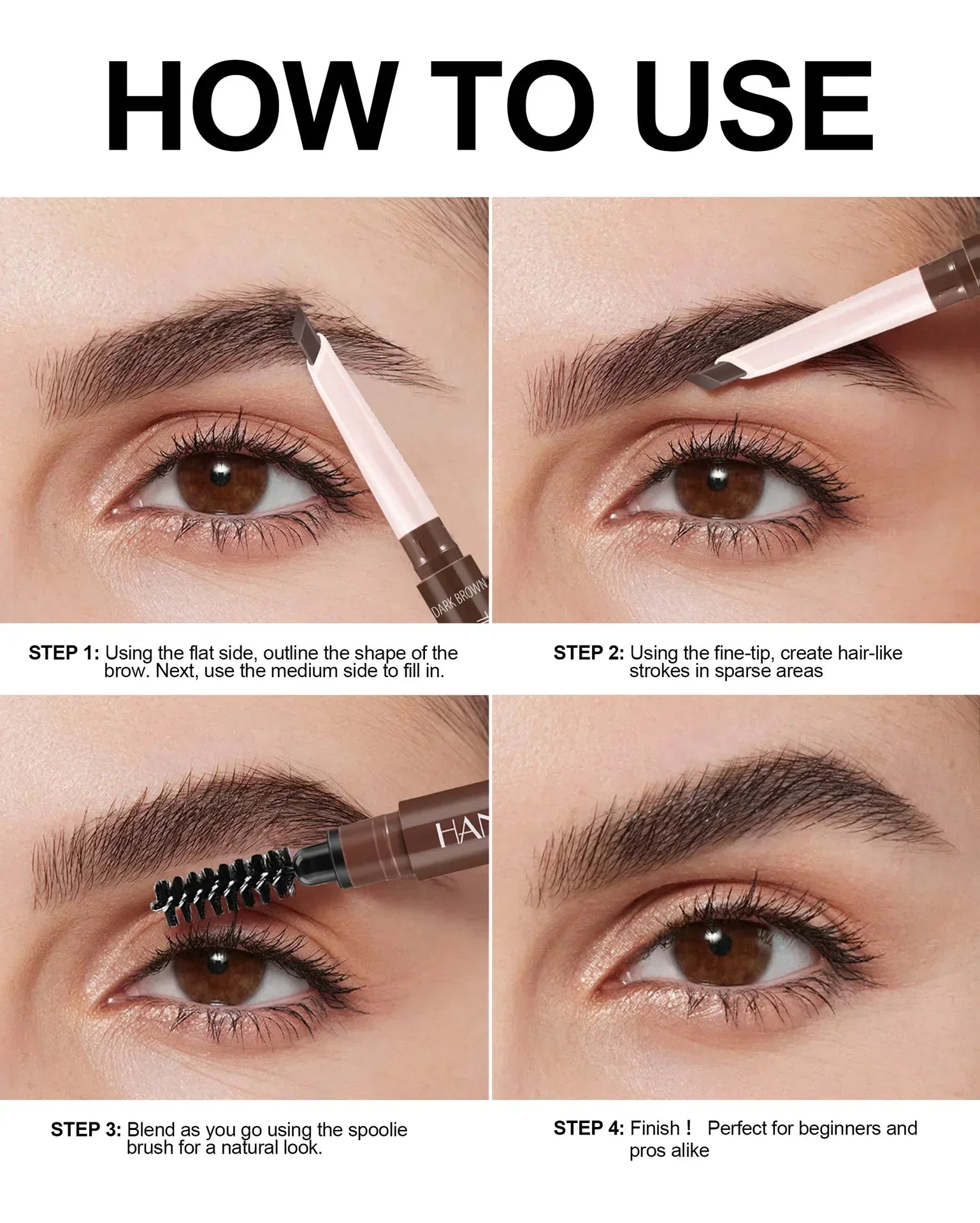 Double-head eyebrow pencil is very thin, waterproof, three-dimensional, non-smudged, spiral eyebrow brush Eyebrow pencil