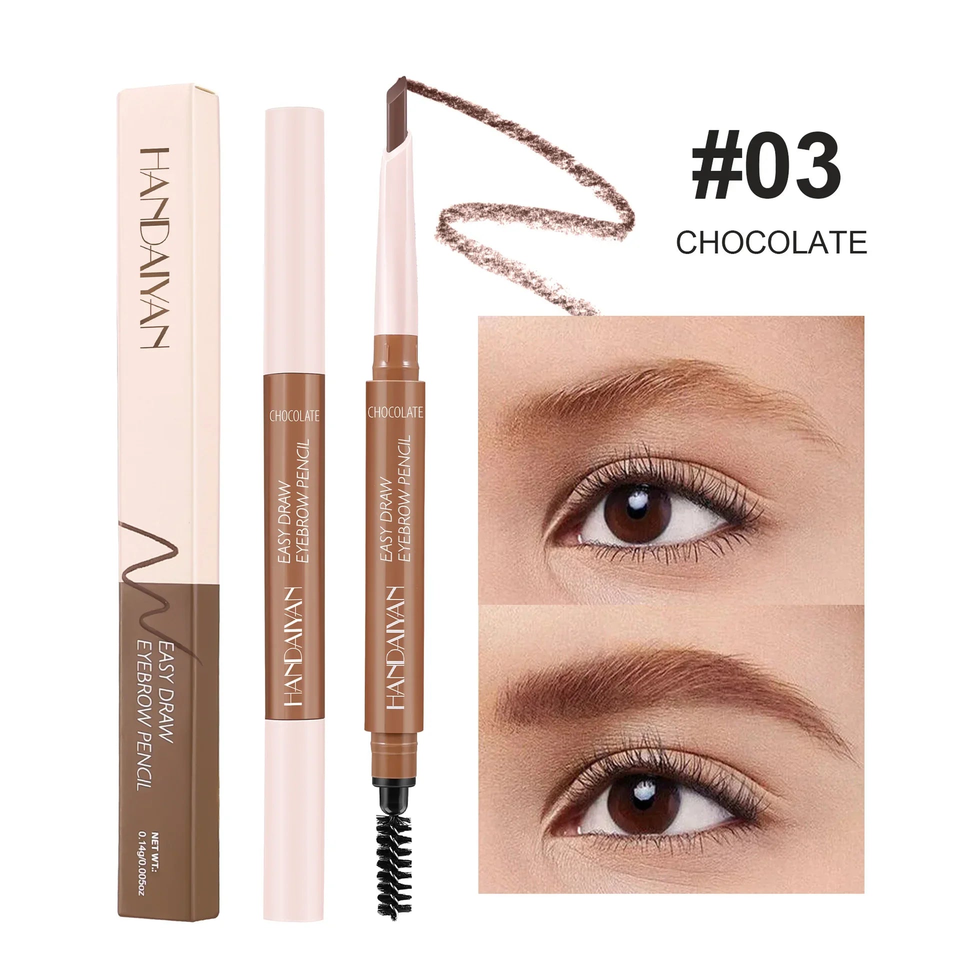 Double-Head Waterproof Eyebrow Pencil with Spiral Brush