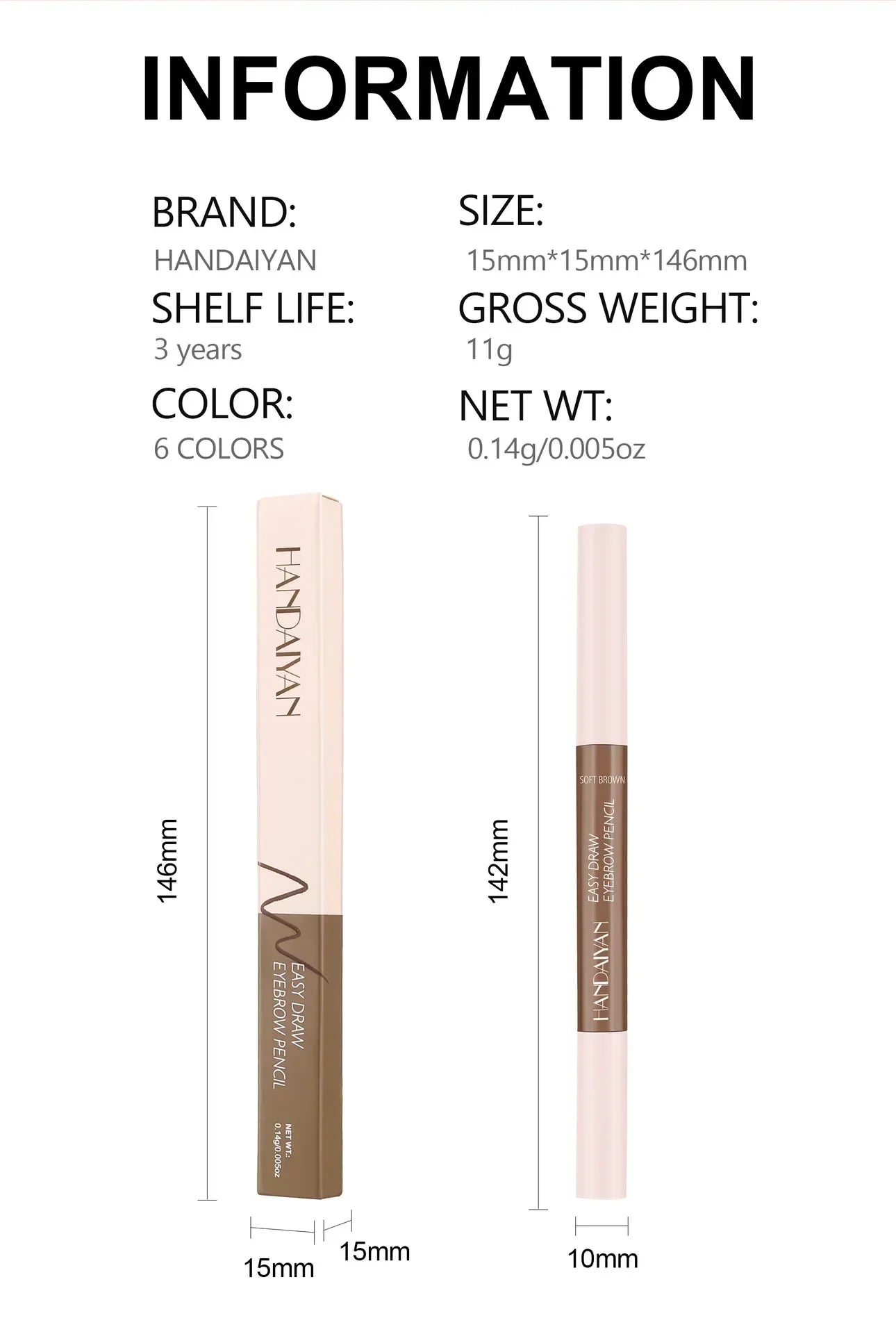 Double-head eyebrow pencil is very thin, waterproof, three-dimensional, non-smudged, spiral eyebrow brush Eyebrow pencil