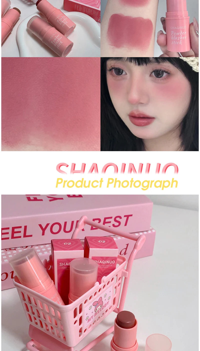 SHAQINUO Energizing Blush Stick - Natural Matte Finish, Creamy Texture, Easy to Blend for a Youthful Glow