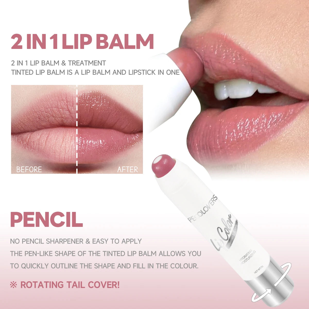 Moisturizing Rotating Lipstick Pen — Easy Color, Long-Lasting Lip Glaze