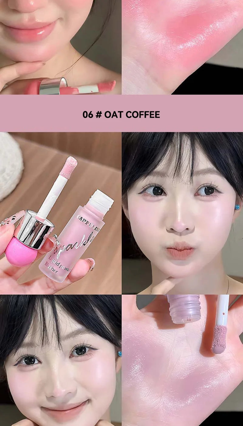 Clear and water-like blush liquid, a Korean-style sweet girl's energetic blush for daily whitening, naturally breathable