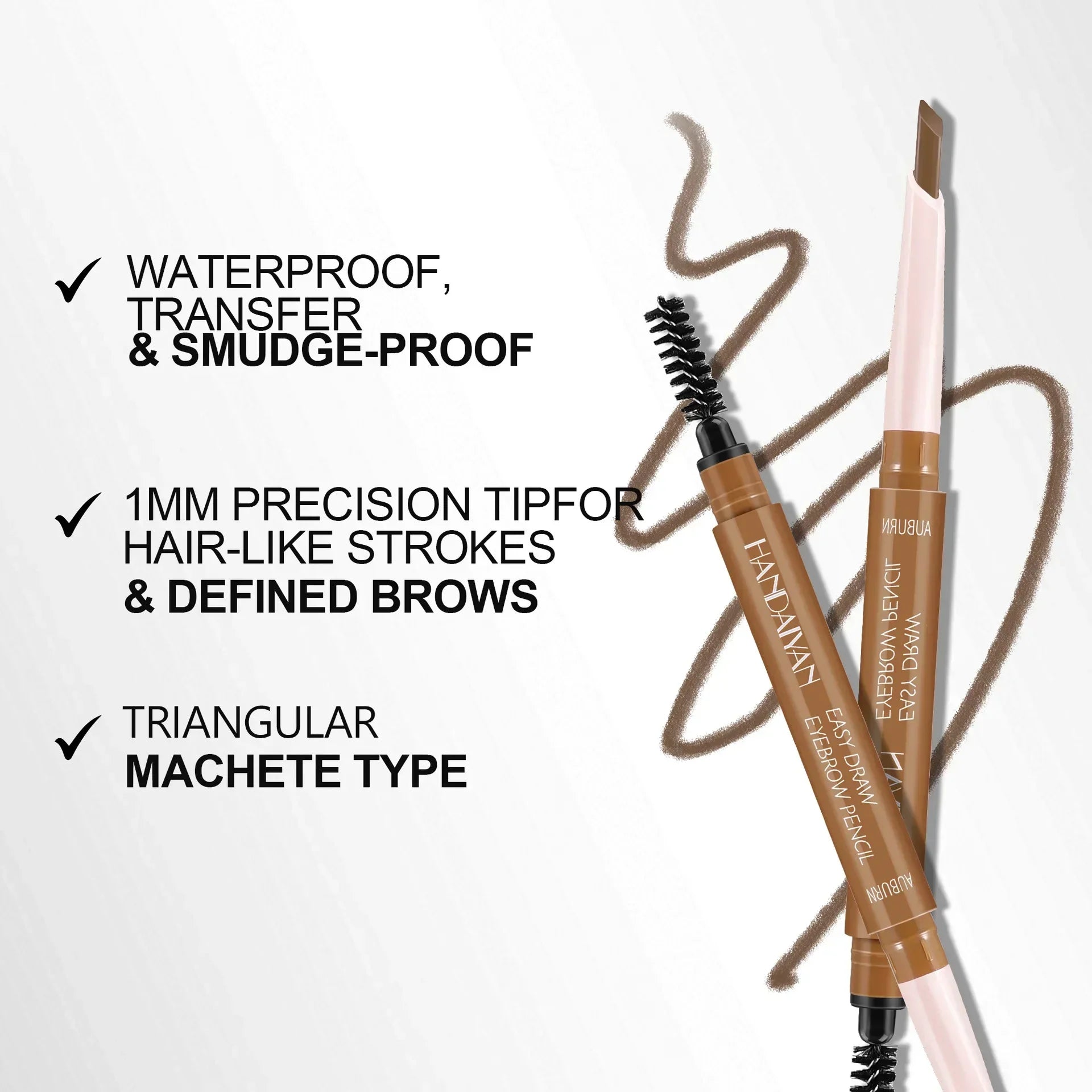 Double-Head Waterproof Eyebrow Pencil with Spiral Brush