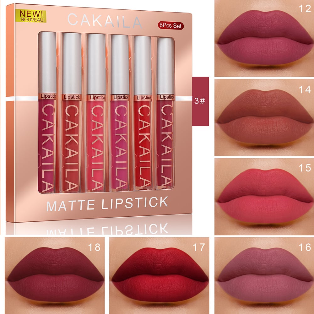 Matte Nonstick Lip Gloss Set of 6