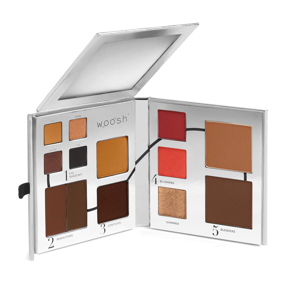 Woosh Beauty Fold Out Face Original Makeup Palette Travel All in One Neutral Cream & Powder (#5 Deep)