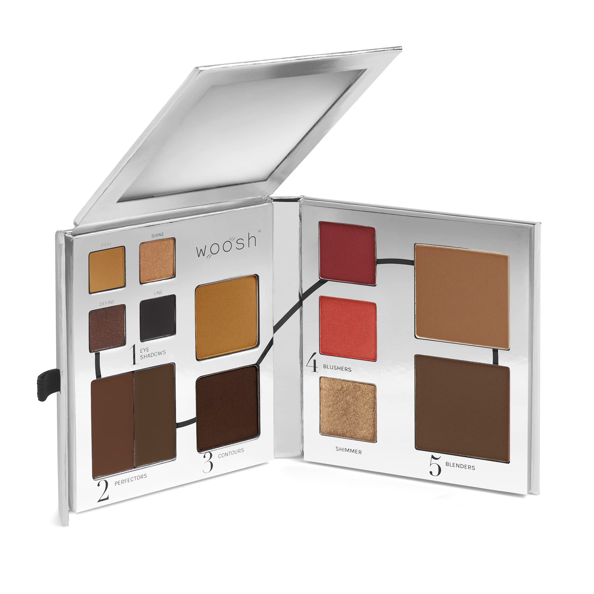 Woosh Beauty Fold Out Face Original Makeup Palette Travel All in One Neutral Cream & Powder (#5 Deep)