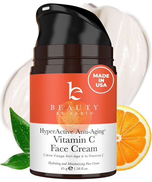 Beauty by Earth Vitamin C Face Cream - USA Made with Organic & Natural Ingredients Skin Brightening Cream for Face Discoloration Correcting & Anti Aging Moisturizer for Face with Antioxidants