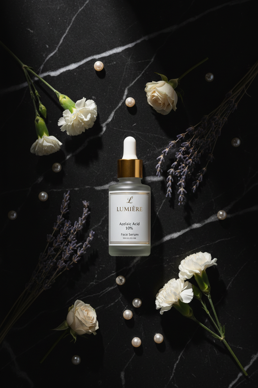 Azelaic Acid Serum - Black Marble Flat Lay