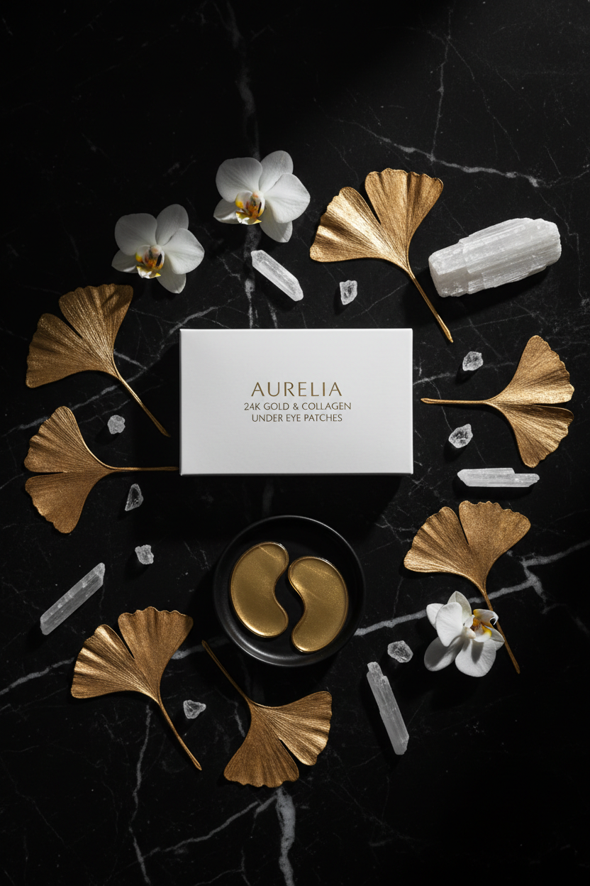 Under Eye Patches - Black Marble Flat Lay