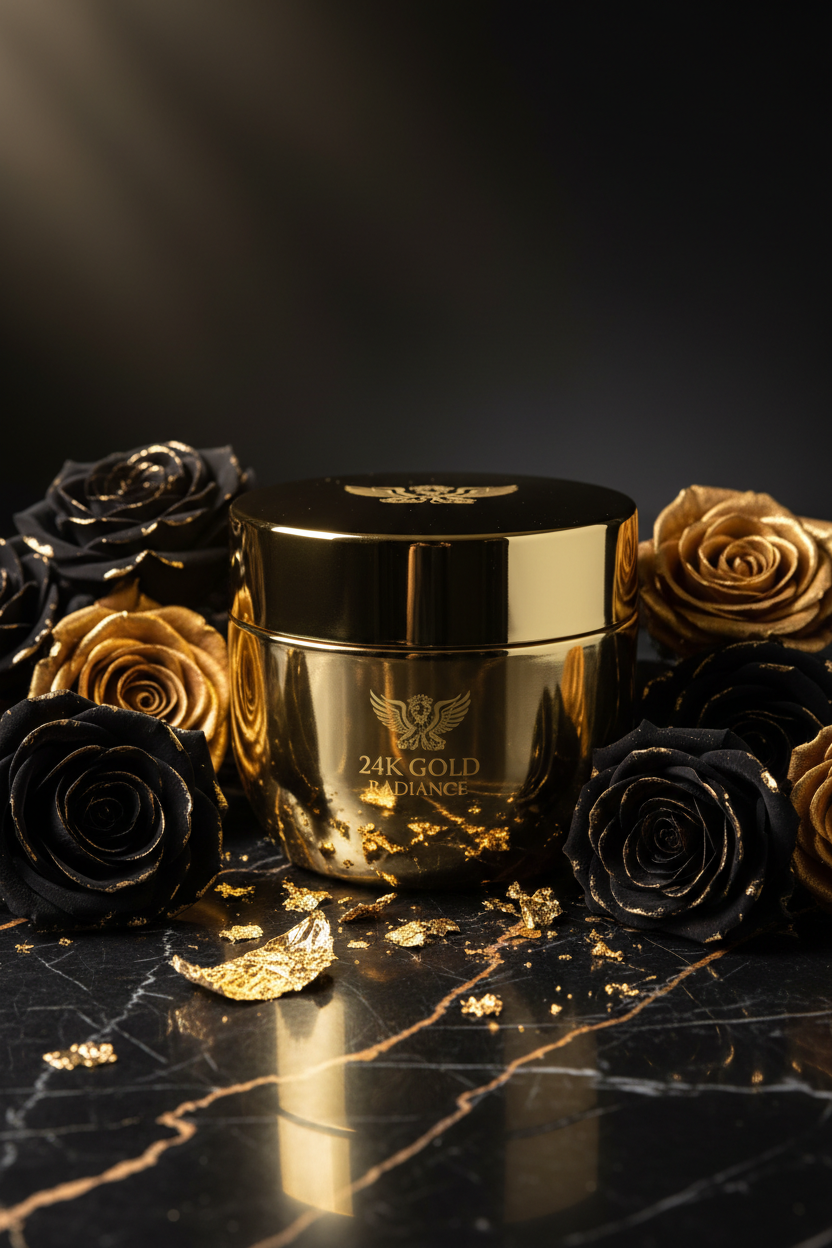 24K Gold Face Mask - Black Marble Gold Leaf Flakes